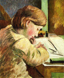 Paul Writing by Camille Pissarro — hand-painted portrait oil painting reproduction on canvas
