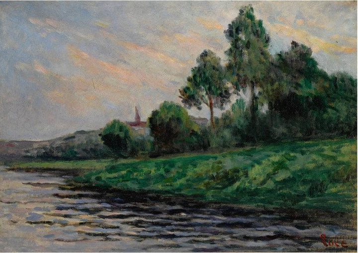 Landscape Around Mantes by Maximilien Luce — hand-painted landscape oil painting reproduction on canvas