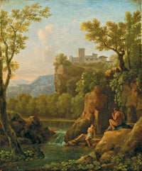 Paysage Avec Pan Jouant De La Flûte Pour Une Nymphe by Jean-Joseph-Xavier Bidauld — hand-painted botanical oil painting reproduction on canvas