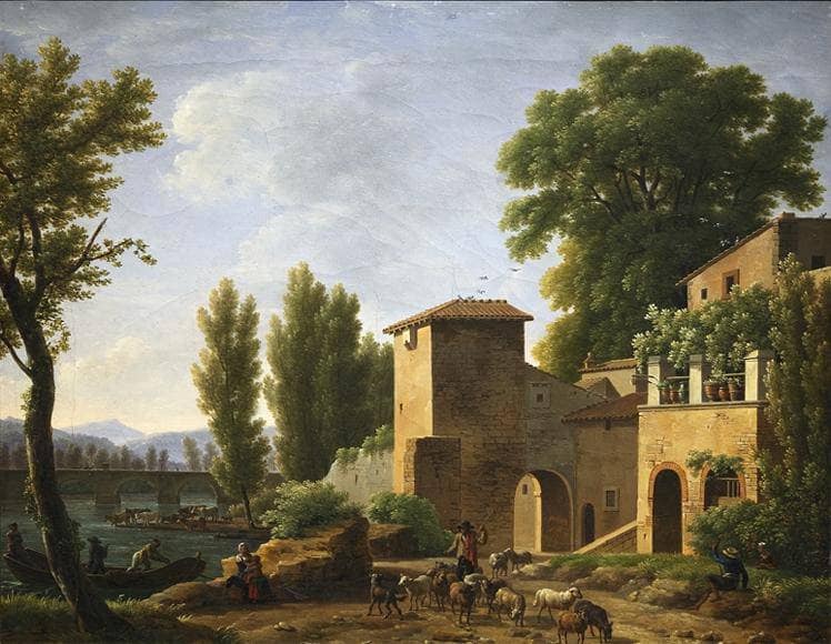 Paysage Classique Avec Figures by Jean-Joseph-Xavier Bidauld — hand-painted architectural oil painting reproduction on canvas