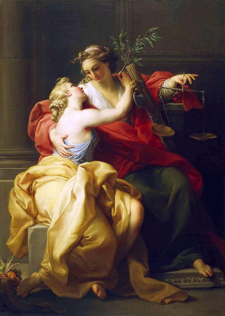 Peace and Justice by Pompeo Batoni — hand-painted portrait oil painting reproduction on canvas