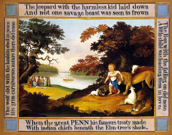 Peaceable Kingdom by Edward Hicks — hand-painted animal oil painting reproduction on canvas