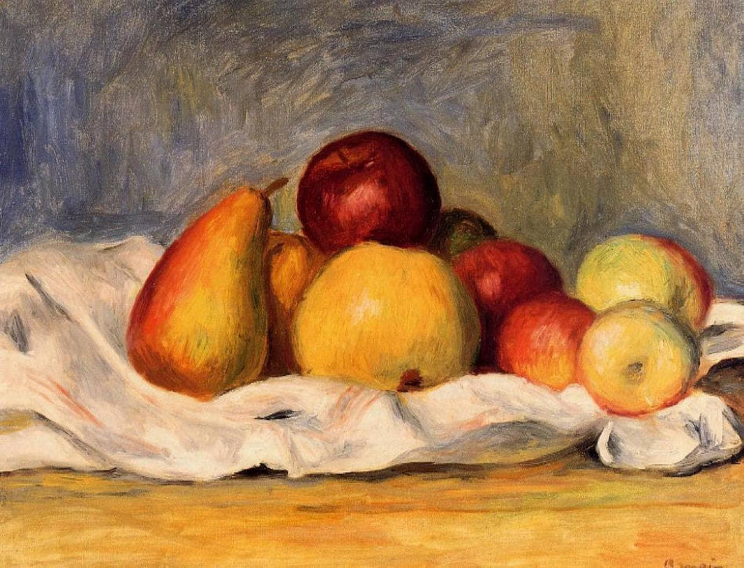 Pears and Apples by Pierre-Auguste Renoir — hand-painted botanical oil painting reproduction on canvas