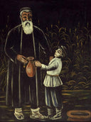 Peasant and his son by Niko Pirosmani — hand-painted cultural oil painting reproduction on canvas