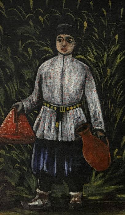 Peasant boy carrying food on gallery wrap