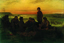 Peasant boys guard the horses at night by Vladimir Makovsky — rural oil painting wall art, Realism