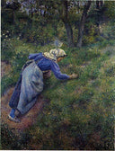 Peasant Gathering Grass by Camille Pissarro — vintage oil painting wall art, Impressionism