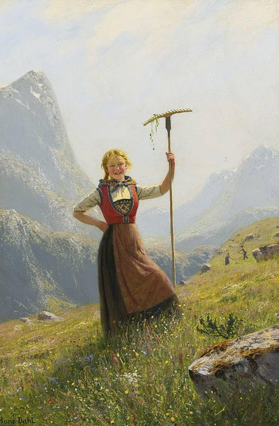 Peasant Girl by Hans Dahl — oil painting reproduction