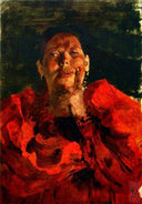 Peasant with red  headscarf by Filipp Malyavin — male oil painting wall art, Expressionism