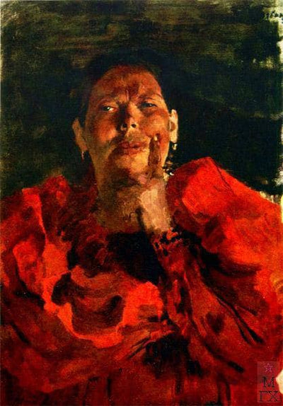 Peasant with red  headscarf by Filipp Malyavin — oil painting reproduction