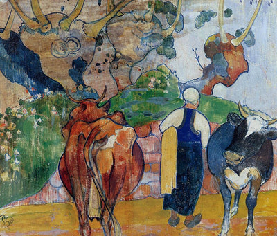 Peasant Woman and Cows in a Landscape in kitchen