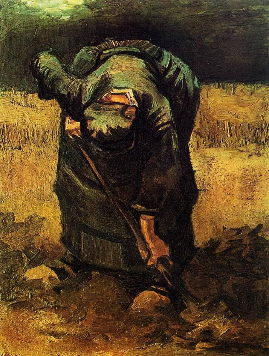 Peasant Woman Digging by Vincent van Gogh — hand-painted landscape oil painting reproduction on canvas