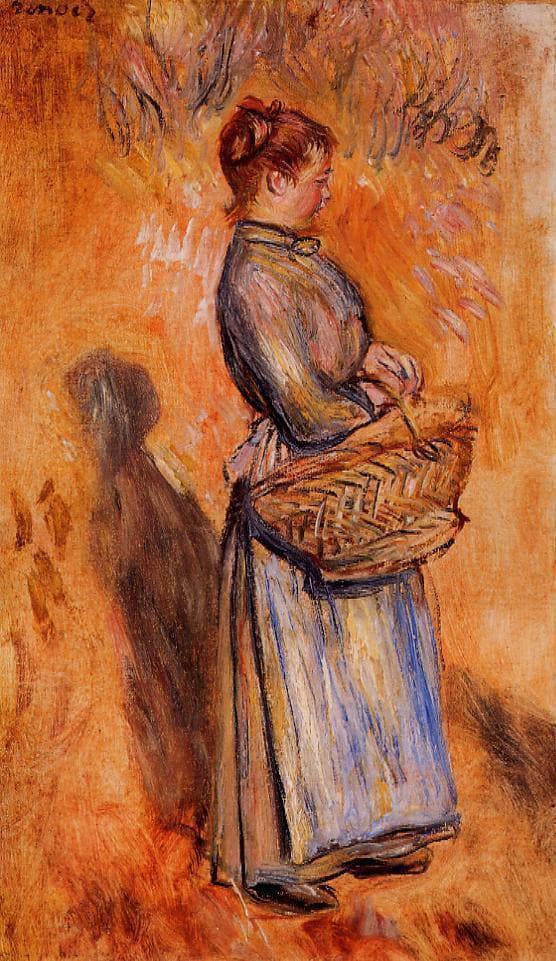 Peasant Woman Standing in a Landscape by Pierre-Auguste Renoir — hand-painted portrait oil painting reproduction on canvas