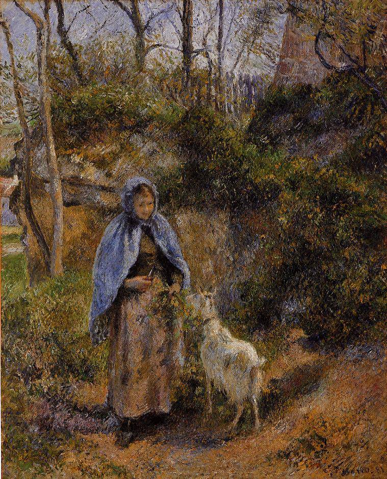 Peasant Woman with a Goat - Camille Pissarro