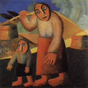 Peasant Woman with Buckets and a Child by Kazimir Malevich — hand-painted abstract oil painting reproduction on canvas