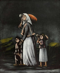 Peasant Woman with Children Goes for Water by Niko Pirosmani — hand-painted landscape oil painting reproduction on canvas