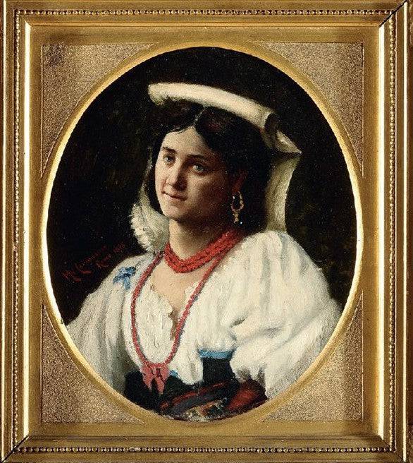 Peasant woman with coral necklace - Michele Cammarano