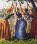 Peasant Women Planting Stakes by Camille Pissarro — hand-painted botanical oil painting reproduction on canvas