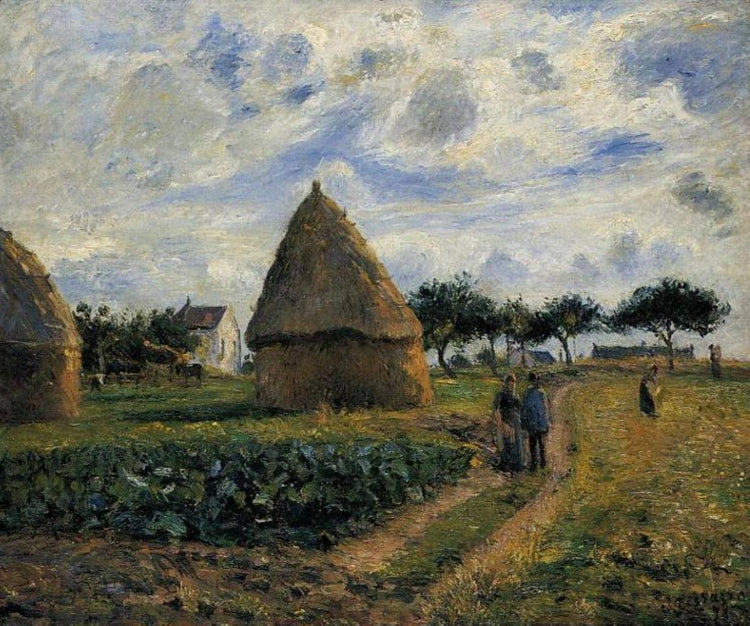 Peasants and Hay Stacks - Camille Pissarro