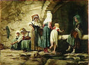 Peasants at the fountain said before by Ernest Hébert — religious oil painting wall art, Romanticism