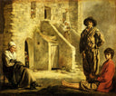 Peasants at their Cottage Door by Le Nain brothers — hand-painted architectural oil painting reproduction on canvas