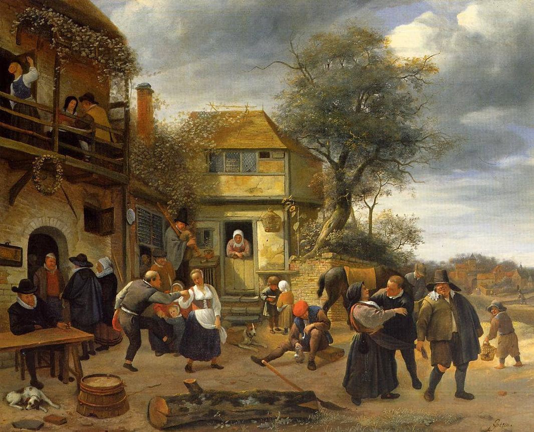 Peasants before an Inn by Jan Steen — hand-painted botanical oil painting reproduction on canvas