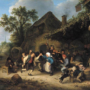 Peasants Carousing and Dancing outside an Inn by Adriaen van Ostade — Oil Painting Reproduction