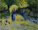 Peasants Carrying Straw, Montfoucault by Camille Pissarro — rural oil painting wall art, Impressionism