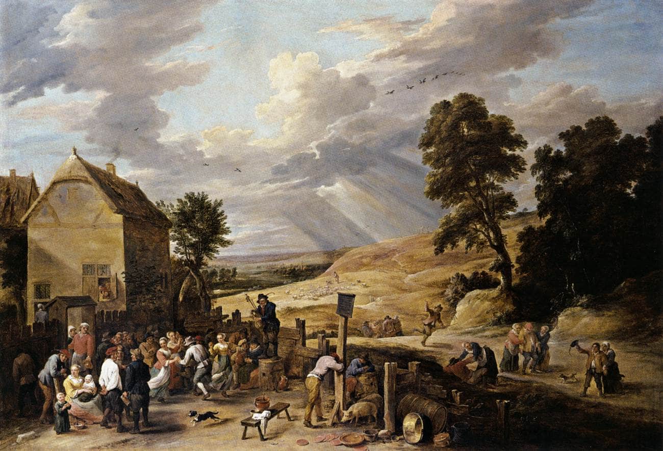 Peasants Dancing Outside an Inn - David Teniers the Younger