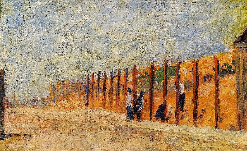 Peasants Driving Stakes by Georges Seurat — hand-painted landscape oil painting reproduction on canvas