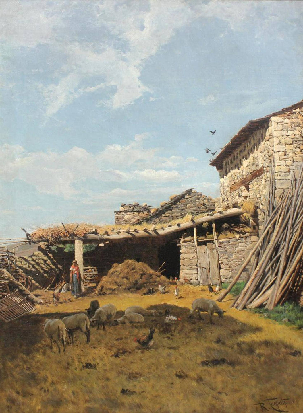 Peasants house by Ramón Tusquets y Maignon — hand-painted landscape oil painting reproduction on canvas