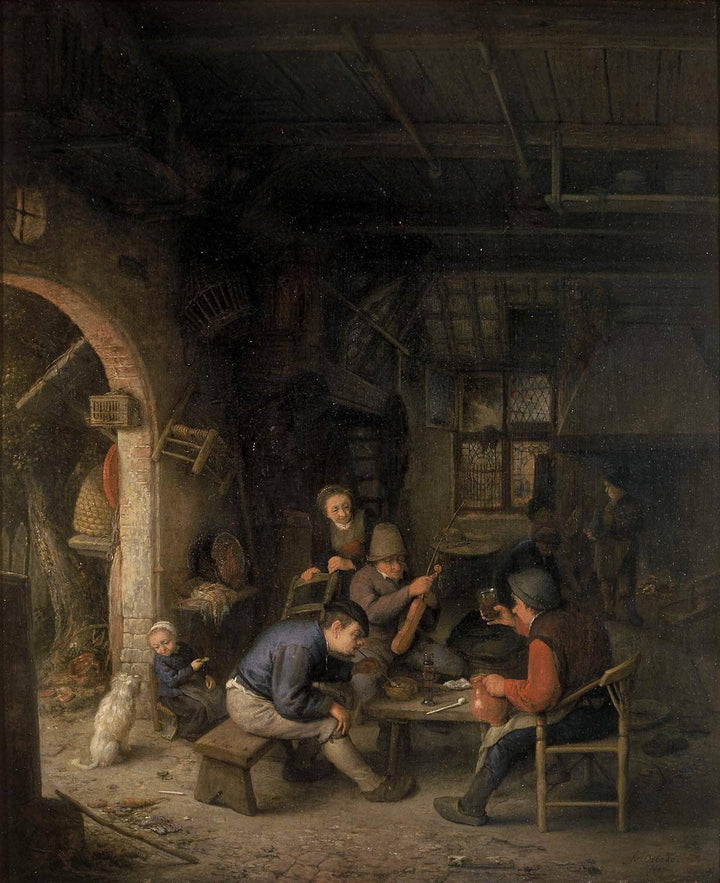 Peasants in an Inn by Adriaen van Ostade — hand-painted cultural oil painting reproduction on canvas