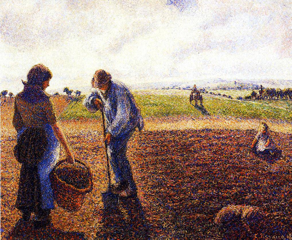 Peasants in the Field, Eragny - Camille Pissarro