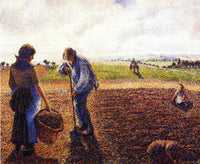 Peasants in the Field, Eragny by Camille Pissarro — hand-painted eco oil painting reproduction on canvas