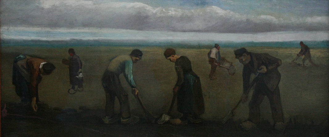 Peasants planting potatoes by Vincent van Gogh, hand-painted landscape oil painting reproduction on canvas