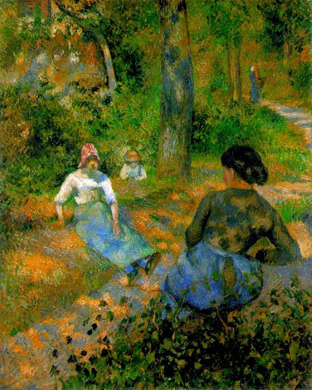 Peasants Resting by Camille Pissarro — hand-painted landscape oil painting reproduction on canvas
