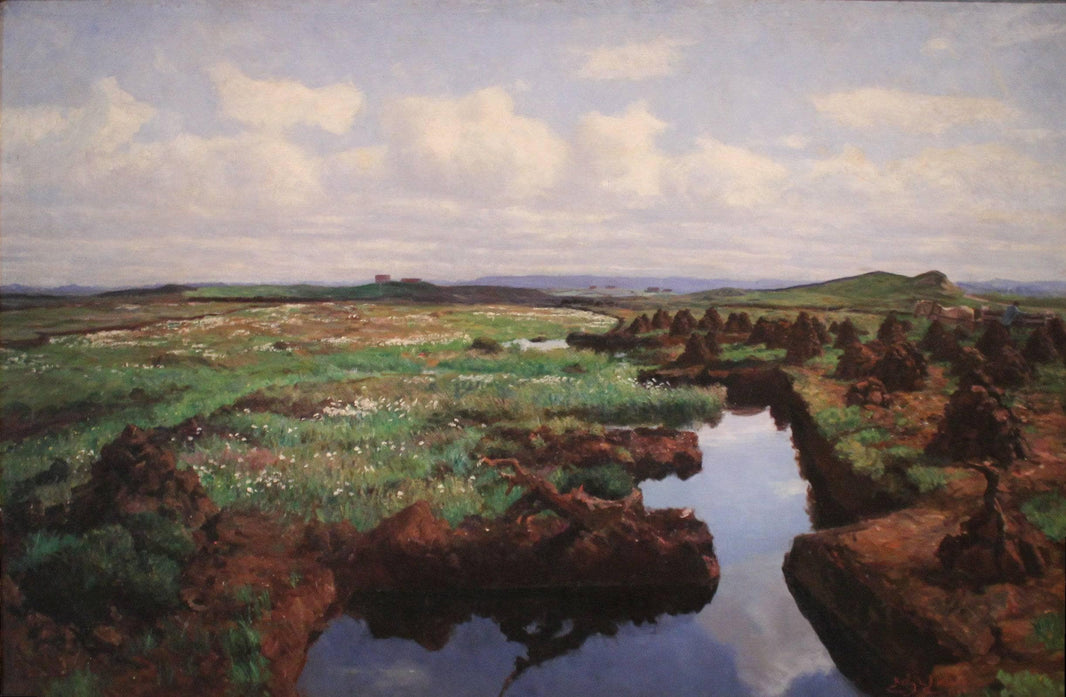 Peat Land in Jæren by Kitty Lange Kielland — hand-painted landscape oil painting reproduction on canvas
