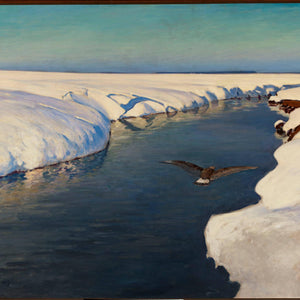 Winter Landscape With River And Bird