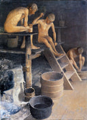 In the sauna by Pekka Halonen — life oil painting wall art, Realism