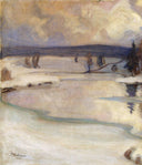 Talvimaisemawinter Landscape by Pekka Halonen — winter oil painting wall art, Realism