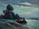 Péniches Sur La Seine by Maximilien Luce — rural oil painting wall art, Neo Impressionism