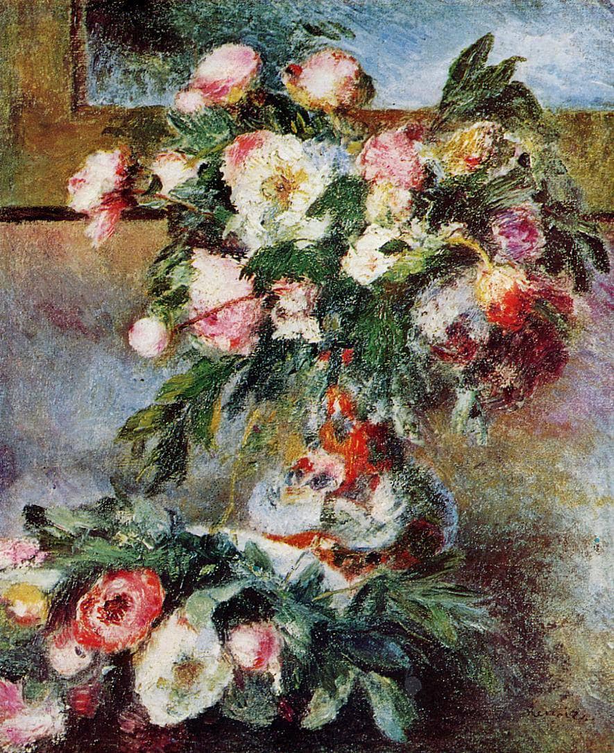 Peonies by Pierre-Auguste Renoir — hand-painted botanical oil painting reproduction on canvas