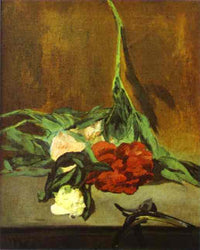 Peony stem and shears by Edouard Manet — hand-painted botanical oil painting reproduction on canvas