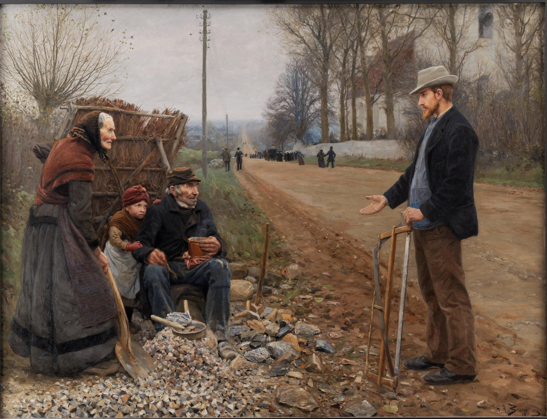 People by a Road by Hans Andersen Brendekilde — hand-painted landscape oil painting reproduction on canvas