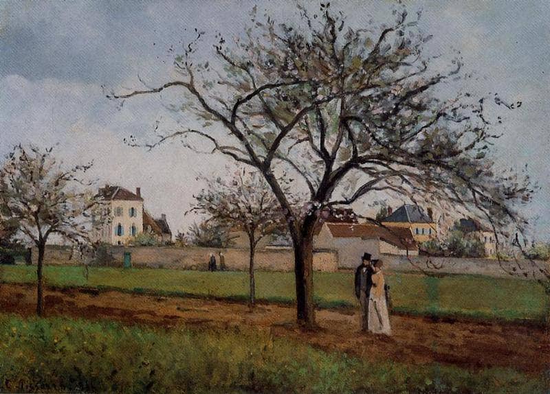 Pere Gallien's House at Pontoise by Camille Pissarro — hand-painted botanical oil painting reproduction on canvas