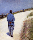 Pere Magloire on the Road to Saint-Clair, Etretat by Gustave Caillebotte — seascapes oil painting wall art, Impressionism