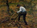 Pere Melon Sawing Wood, Pontoise by Camille Pissarro — rural oil painting wall art, Impressionism