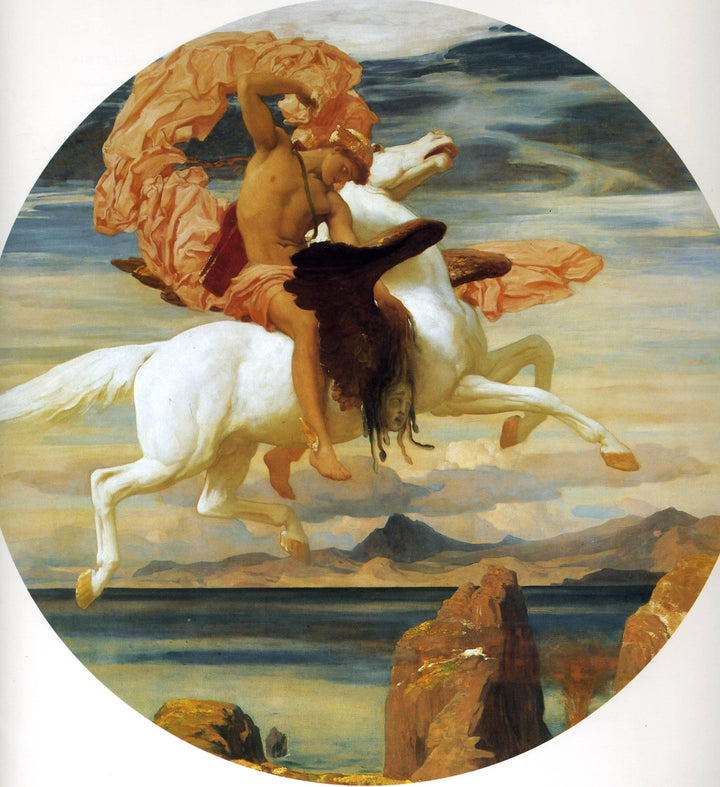 Perseus On Pegasus Hastening To the Rescue of Andromeda by Frederic Leighton — hand-painted cultural oil painting reproduction on canvas
