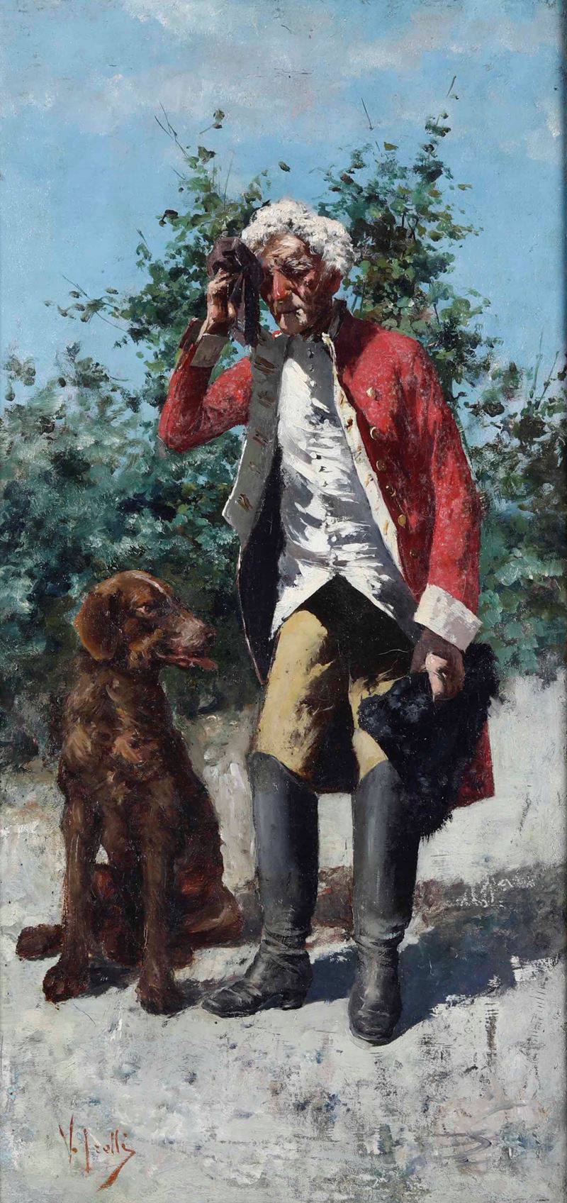 Person in costume by Vincenzo Irolli, hand-painted animal oil painting reproduction on canvas