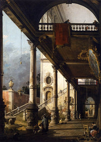 Perspective View with Portico by Canaletto — hand-painted architectural oil painting reproduction on canvas